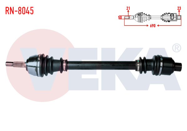 VEKA RN-8045 | Komple Aks Sağ On Renault Express (F40,G40) 1.9 D Uzunluk 690mm 1985-1998