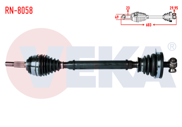 VEKA RN-8058 | Komple Aks Sol Ön Dacia Logan (Ls) 1.5 DCI Uzunluk 682 mm 2004-2012