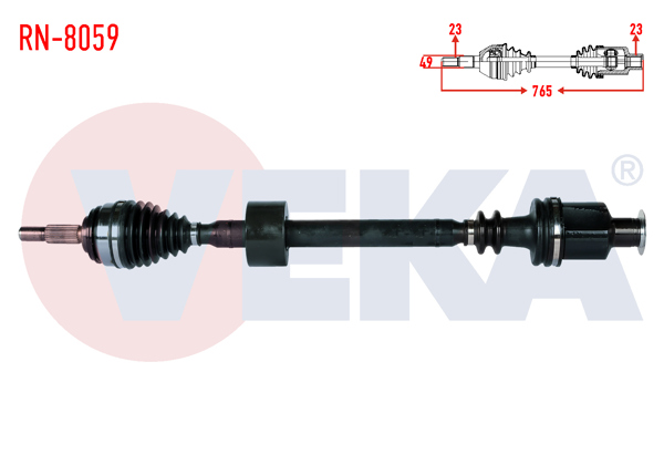 VEKA RN-8059 | Komple Aks Sağ On Dacia Logan (Ls) 1.5 DCI Uzunluk 765mm 2004-2012