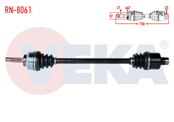 VEKA RN-8061 | Komple Aks Sağ On Renault Megane I (Ba0 / 1) 1.6İ 8V ABS'li 44 Dıs Uzunluk 750mm 1996-2003