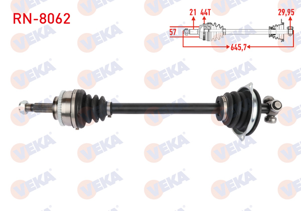 VEKA RN-8062 | Komple Aks Sol Ön Renault Megane I 1.6 8V-1.6İ 16V ABS'li 44 Dıs Uzunluk 645,7 mm 1996-2003