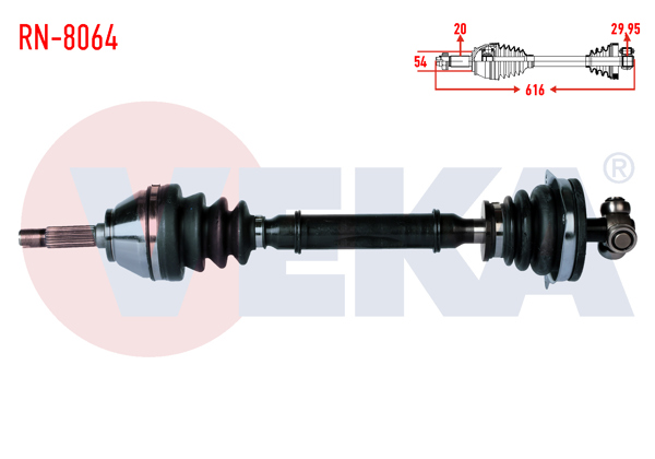 VEKA RN-8064 | Komple Aks Sol Ön Dacia Solenza 1.4İ Uzunluk 616 mm 2003 -