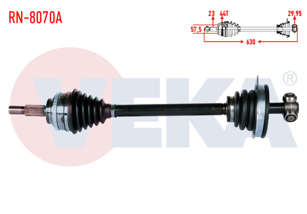 VEKA RN-8070A | Komple Aks Sol Ön Renault Kangoo (Kc0 / 1) 1.5 DCI Kalın Freze ABS li 44 Dıs Uzunluk 630 mm 1998-2008