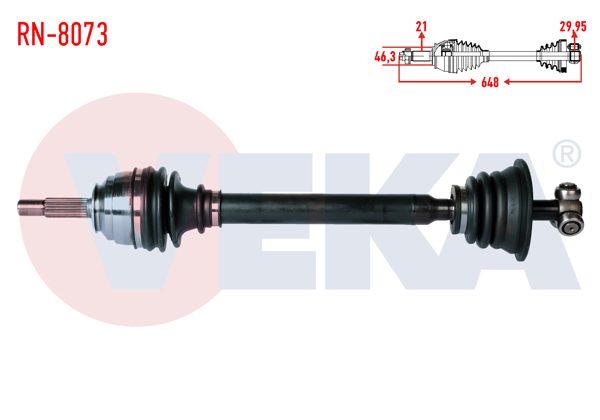 VEKA RN-8073 | Komple Aks Sol Ön Renault R21 (B48,L48) Manager 1.7 Uzunluk 648mm 1986-1993