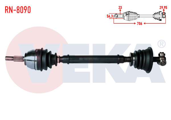 VEKA RN-8090 | Komple Aks Sol Ön Renault Laguna I (B56,556) 1.6İ Uzunluk 706mm 1993-2001