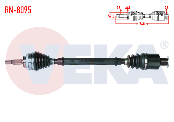 VEKA RN-8095 | Komple Aks Sağ On Renault Megane I (Ba0 / 1) 1.9 Dt ABS'li 44 Dıs Uzunluk 748mm 1996-2003