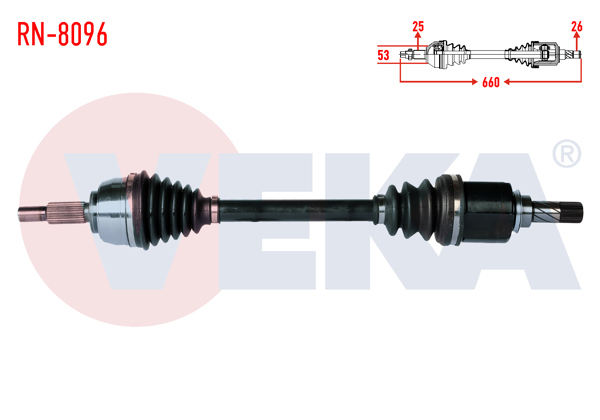 VEKA RN-8096 | Komple Aks Sol Ön Renault Megane II (Bm0 / 1,Cm0 / 1) 1.5 DCI M-T 6 Vites Uzunluk 660mm 2002-2008
