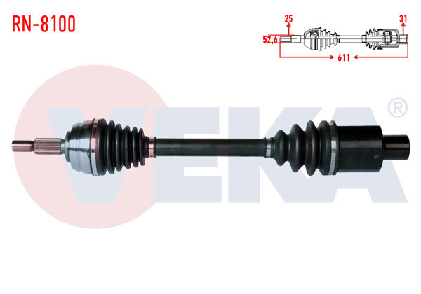 VEKA RN-8100 | Komple Aks Sağ On Uzunluk 611mm Dacia Duster 1.5 DCI 4X4 2012 -