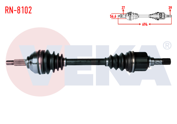 VEKA RN-8102 | Komple Aks Sol Ön Uzunluk 694mm Renault Traffic II 2.0 DCI 2001-2014 / Opel Vivaro (X83) 2.0 CDTI 2015 -