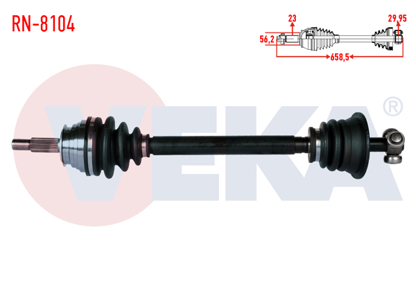 VEKA RN-8104 | Komple Aks Sol Ön Renault Laguna I (B56-556) 2.0İ 16V (N7q Motor) A-T / M-T Uzunluk 658,5 mm 1993-2001