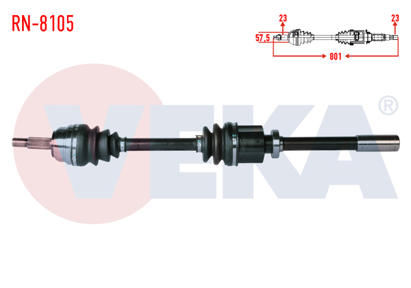VEKA RN-8105 | Komple Aks Sağ On Renault Laguna I (B56-556) 2.0İ 16V (N7q Motor) A-T / M-T 2.0 16V Uzunluk 801 mm 1993-2001