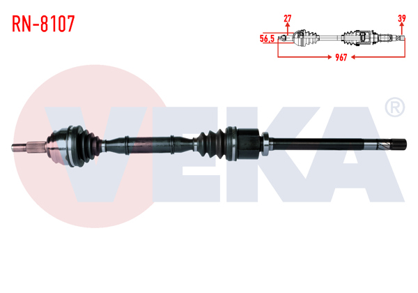 VEKA RN-8107 | Komple Aks Sağ On Renault Laguna II (Bg0 / 1) 1.9 DCI 6 Vites M-T Uzunluk 967mm 2001-2007