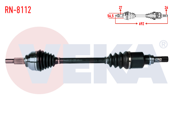 VEKA RN-8112 | Komple Aks Sol Ön Renault Laguna III (Bt0 / 1) 1.5 DCI 5 Vites M-T Şanzıman Uzunluk 692mm 2007 -
