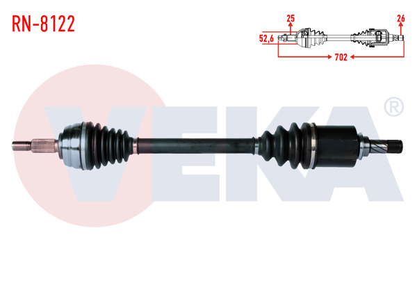 VEKA RN-8122 | Komple Aks Sol Ön Uzunluk 702mm Dacia Duster 1.5 DCI 4X2 2010 -