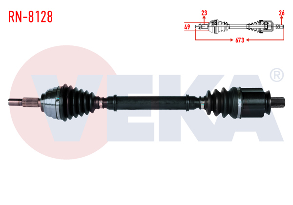 VEKA RN-8128 | Komple Aks Sol Ön Renault Megane II (Bm0 / 1,Cm0 / 1) 1.6İ 16V A-T Uzunluk 673mm 2002-2008