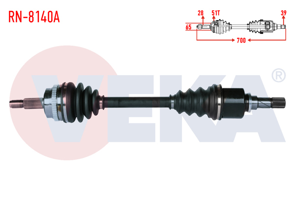 VEKA RN-8140A | Komple Aks Sol Ön Renault Master II (Fd) 2.5 DCI ABS'li 51 Dıs 28X39 Uzunluk 700mm 2006-2010