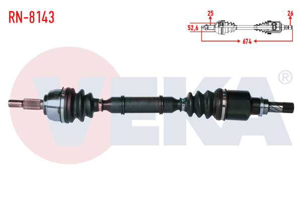 VEKA RN-8143 | Komple Aks Sol Ön Renault Scenic II (Jm0 / 1) 1.5 DCI M-T Uzunluk 674mm 2003-2009