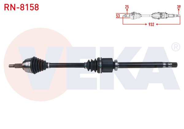 VEKA RN-8158 | Komple Aks Sağ On Uzunluk 932mm Renault Megane II 1.9 DCI 2002-2008