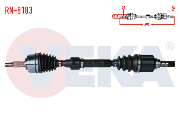 VEKA RN-8183 | Komple Aks Sol Ön Uzunluk 742mm Renault Megane IV 1.3 TCE (Euro 6) M-T (Snz-Tl4) 2016 -