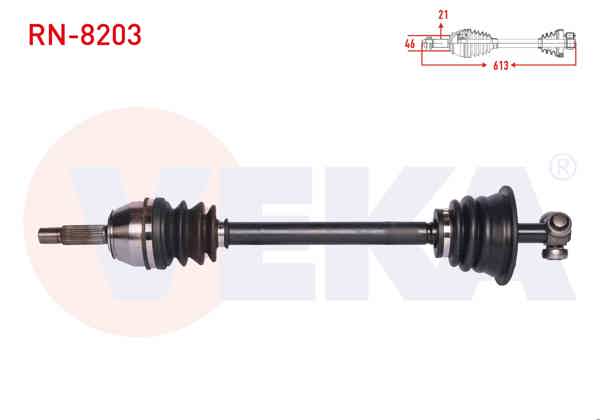 VEKA RN-8203 | Komple Aks Sol Ön Renault Clio I (B / C57,5 / 357) 1.2 M-T Uzunluk 613 mm 1990-1998