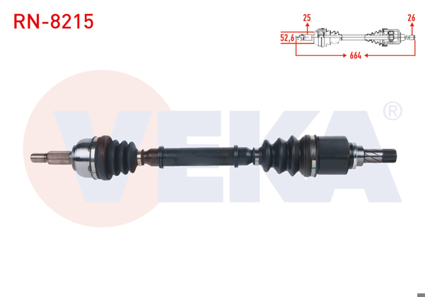 VEKA RN-8215 | Komple Aks Sol Ön Uzunluk 664mm Renault Scenic II 1.6İ 16V-1.5 DCI M-T 2003-2009 / Grand Scenic II 1.6İ 16V M-T 2004-2009