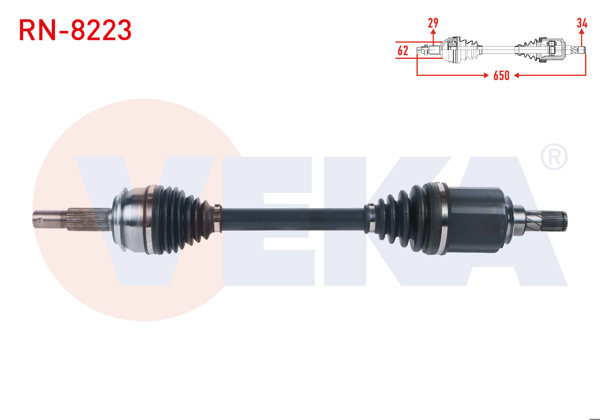 VEKA RN-8223 | Komple Aks Sol Ön Uzunluk 650mm Renault Kadjar 1.5 DCI A-T 2015 -