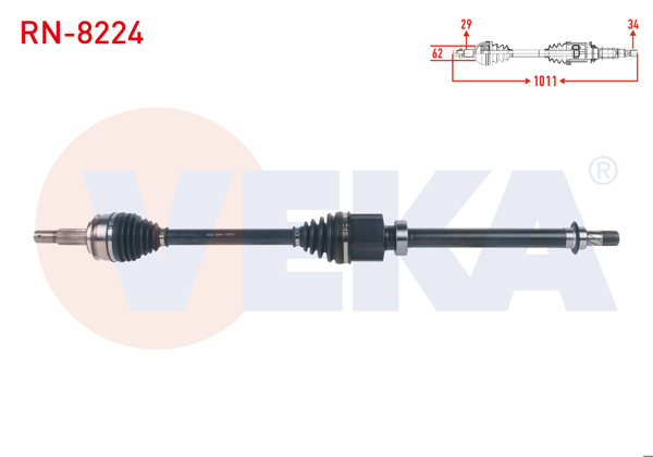 VEKA RN-8224 | Komple Aks Sağ On Uzunluk 1011mm Renault Kadjar 1.5 DCI A-T 2015 -