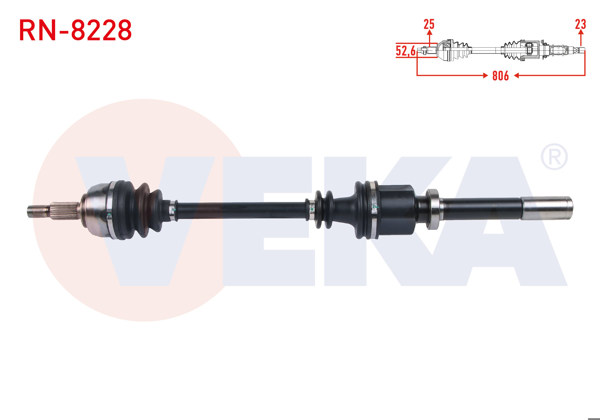 VEKA RN-8228 | Komple Aks Sağ On Uzunluk 806mm Renault Scenic II 1.6İ 16V A-T 2003-2009 / Grand Scenic II 1.6İ 16V A-T 2004-2009
