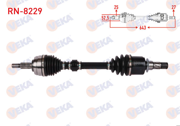 VEKA RN8229 | Renault Megane IV 2016- 1.3 TCe/1.5 Blue dCi Sol Ön Komple Aks 643mm