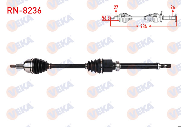 VEKA RN-8236 | Komple Aks Sağ On Uzunluk 934mm Renault Latitude 1.5 DCI M-T 2011