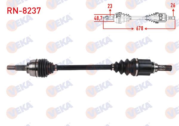 VEKA RN-8237 | Komple Aks Sol Ön Uzunluk 678mm Renault Captur 0.9 TCE M-T 2013 -