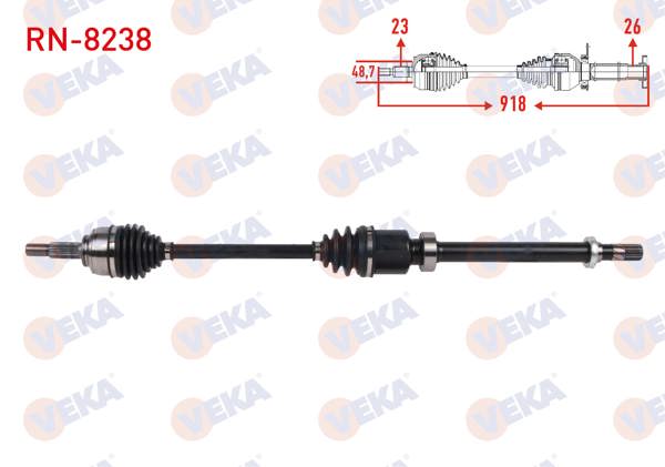 VEKA RN-8238 | Komple Aks Sağ On Uzunluk 918mm Renault Captur 0.9 TCE M-T 2013 -