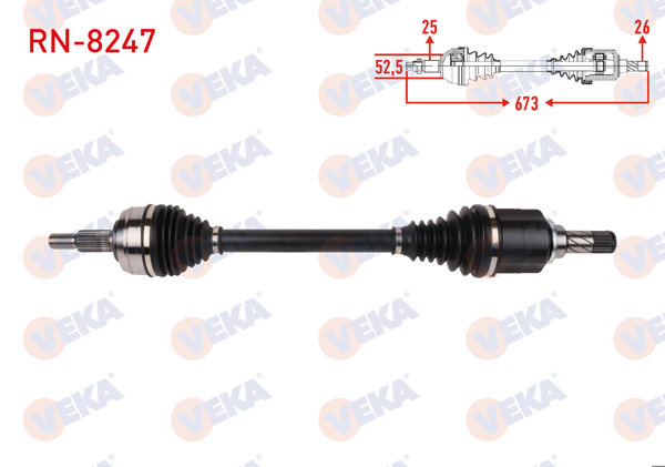 VEKA RN-8247 | Komple Aks Sol Ön Uzunluk 673mm Renault Captur I 1.3 TCE M-T 2018 -