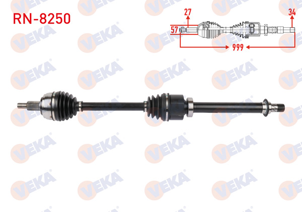 VEKA RN-8250 | Komple Aks Sağ On Uzunluk 999mm Renault Latitude 1.5 DCI Snz Dc4 A-T 2010 -