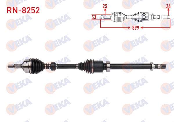 VEKA RN-8252 | Komple Aks Sağ On Uzunluk 899mm Clio V (B7_) 1.0 TCE 100 (B7mt) 5 Vites 15 Jant M-T 2019 -