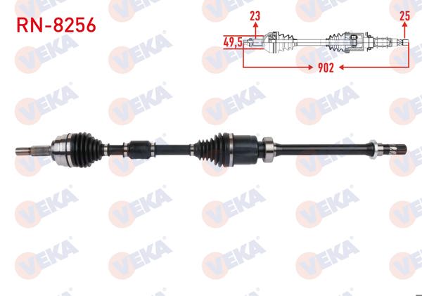 VEKA RN-8256 | Komple Aks Sağ On Uzunluk 902mm Renault Clio V (B7_) 1.0 TCE 100 (B7mt) Jt4 A-T Snz. 2019 -