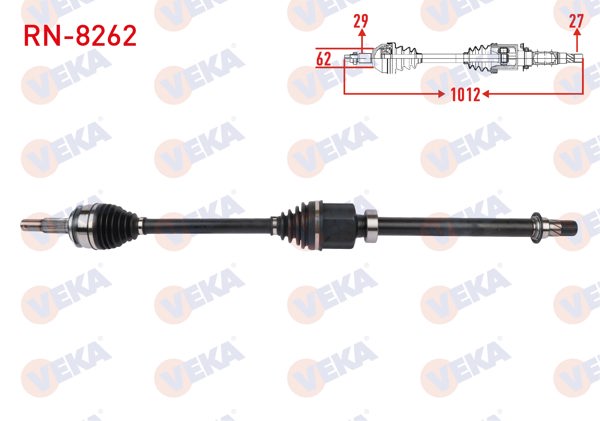 VEKA RN-8262 | Komple Aks Sağ On Uzunluk 1012mm (7 Vites Çift Kavrama) Renault Kadjar 1.5 Bluedcı 2018-/ Nissan Qashqai II 1.5 DCI 2018 -
