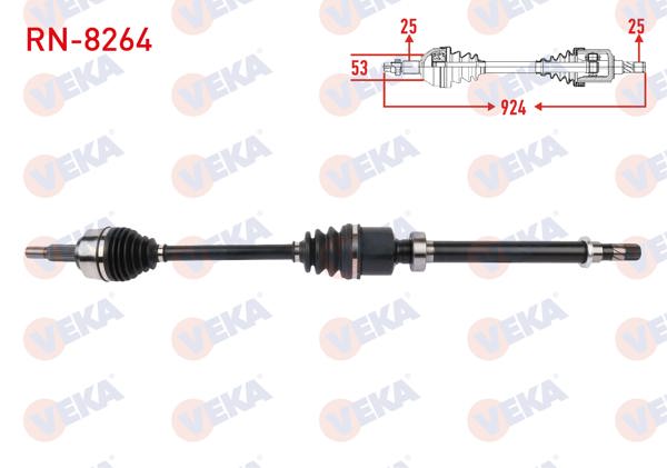 VEKA RN-8264 | Komple Aks Sağ On Uzunluk 924mm Renault Talıant 1.0 TCE 2021 -