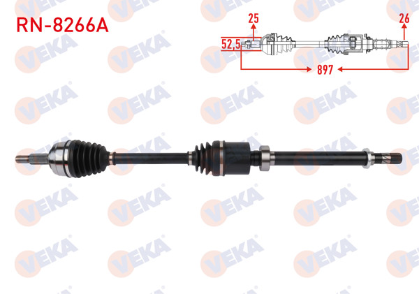 VEKA RN-8266A | Komple Aks Sağ On Uzunluk 897mm Renault Express 1.5 Bluedci M-T 2021 -