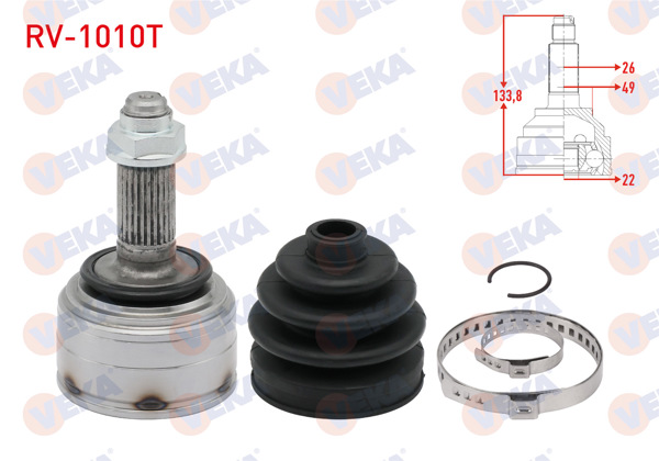 VEKA RV-1010 | Aks Kafası Sol-Sağ On Dıs Rover 200 (Xw) 1.4İ 26X22x49 Uzunluk 133 mm 1989-1995