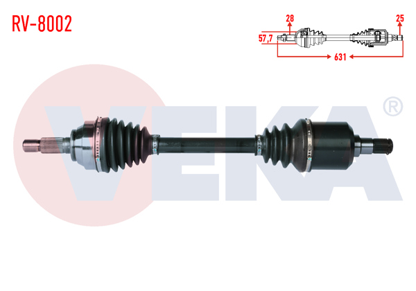 VEKA RV-8002 | Komple Aks Sol Ön Land Rover Freelander (Ln) 2.0 TD Uzunluk 631mm 1998-2007