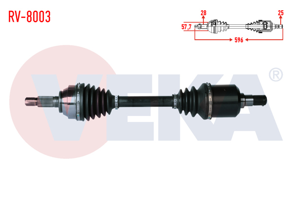 VEKA RV-8003 | Komple Aks Sağ On Land Rover Freelander (Ln) 2.0 TD Uzunluk 596mm 1998-2007