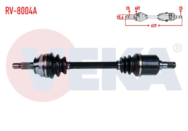 VEKA RV-8004A | Komple Aks Sol Ön Land Rover Freelander (Ln) 2.0 TD M-T ABS'li 60 Dıs Uzunluk 629mm 1998-2007