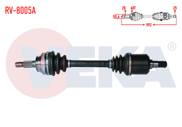 VEKA RV-8005A | Komple Aks Sağ On Land Rover Freelander (Ln) 2.0 TD M-T ABS'li 60 Dıs Uzunluk 592mm 1998-2007