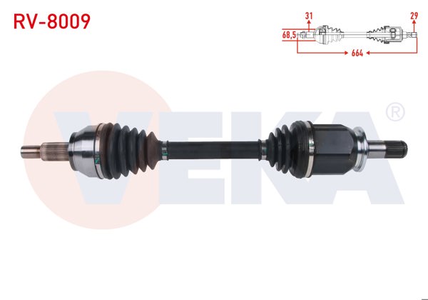 VEKA RV-8009 | Komple Aks Sol Ön Uzunluk 664mm L.Rover Range Rover IV (Lg) 3.0-4.4-5.0 2012-/ Range Rover Sport (Lw) 2.0-3.0-5.0 2013 -