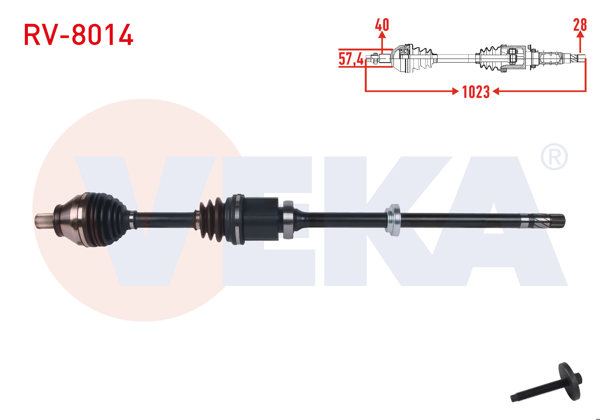 VEKA RV-8014 | Komple Aks Sağ On Uzunluk 1.022,5mm Land Rover Freelander II 2.2 Td4 6 M-T 2006-2014