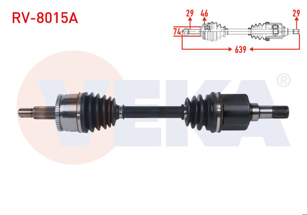 VEKA RV-8015A | Komple Aks Sol Ön ABS'li 46 Dıs Uzunluk 639mm Land Rover Discovery III 2.7 V6 TDI A-T 2004-2010