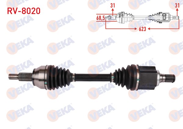 VEKA RV-8020 | Komple Aks Sol Ön Uzunluk 623mm Land Rover Evoque 2.0 4X4 A-T 2011-2019