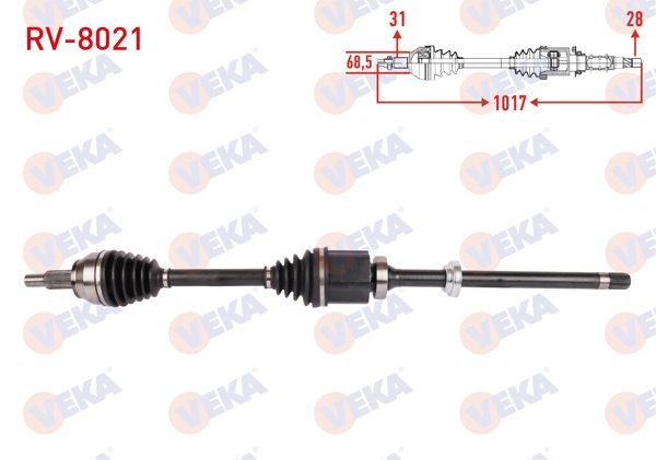 VEKA RV-8021 | Komple Aks Sağ On Uzunluk 1017mm Land Rover Evoque 2.0 4X4 A-T 2011-2019