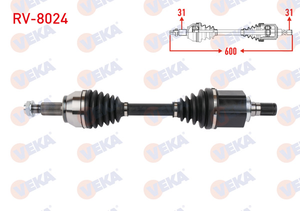 VEKA RV-8024 | Komple Aks Sol Ön Uzunluk 600mm Land Rover Discovery Sport (L550) 2.0 D 2015 -